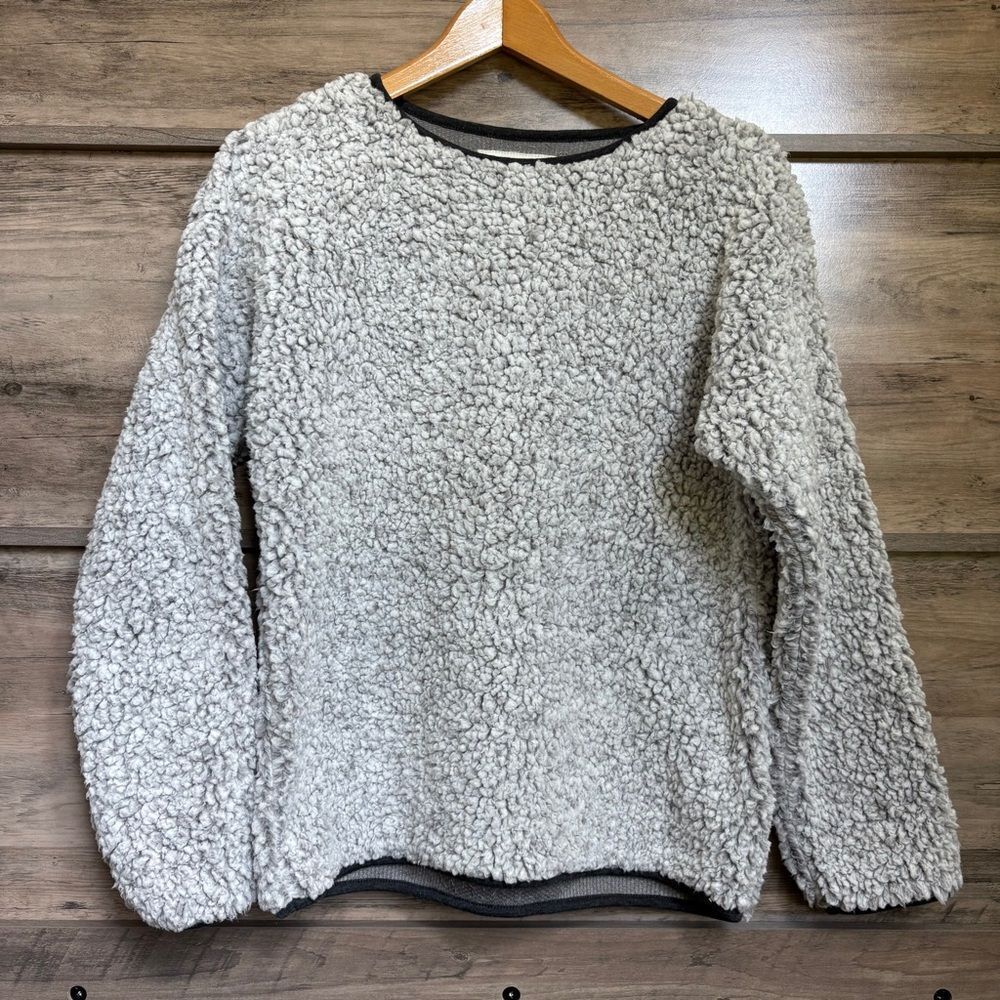 Dylan XS Soft Gray Sherpa Sweater Faux Fur Luxury Coastal Preppy Outdoors Hiking